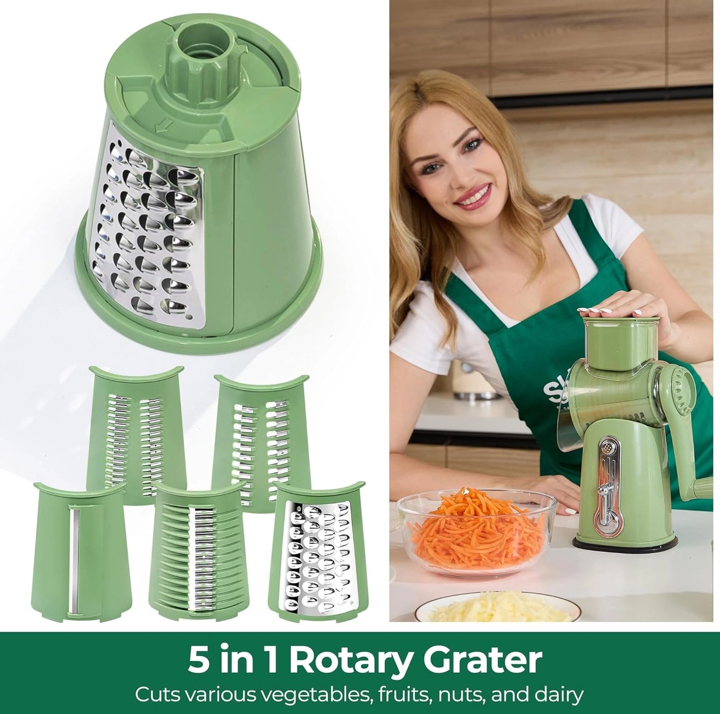 Effortless Prep, Masterful Results:The 5-in-1Ultimate Rotary Grater