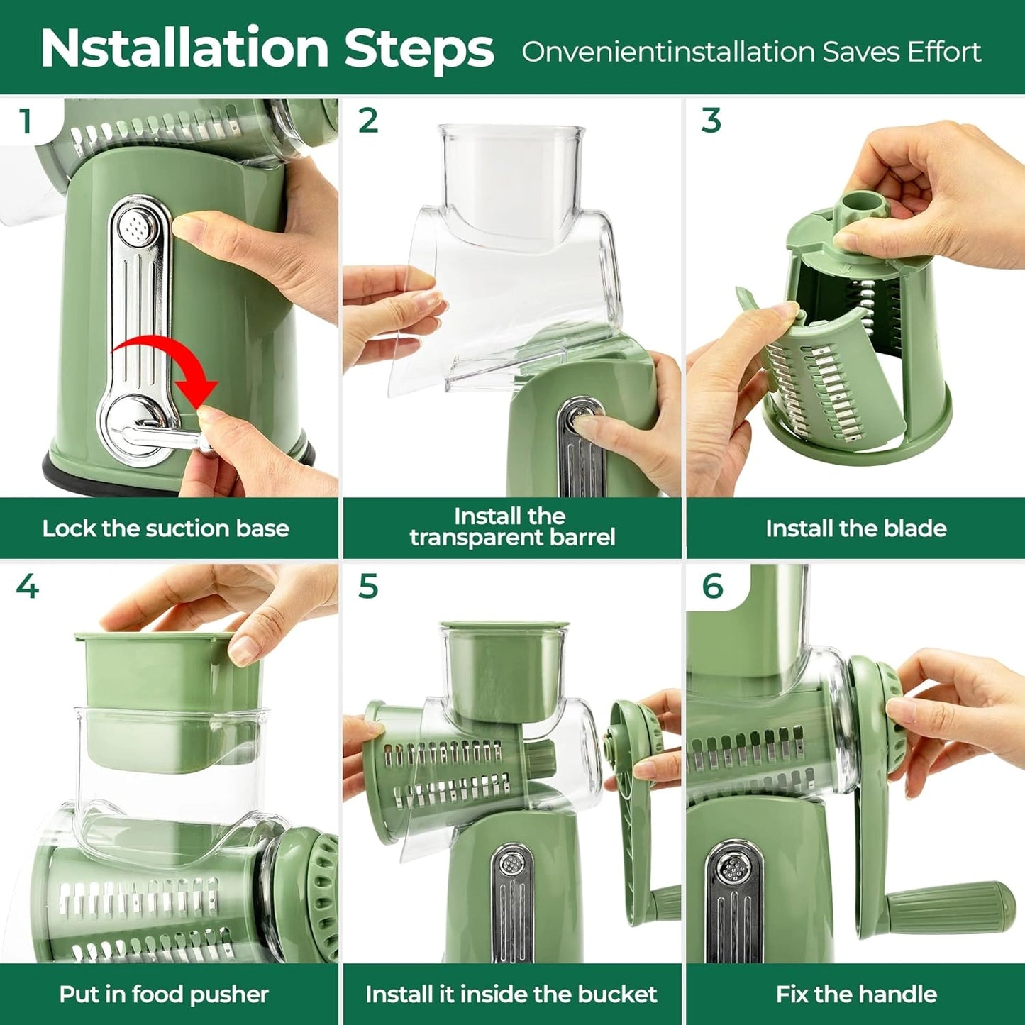 Effortless Prep, Masterful Results:The 5-in-1Ultimate Rotary Grater