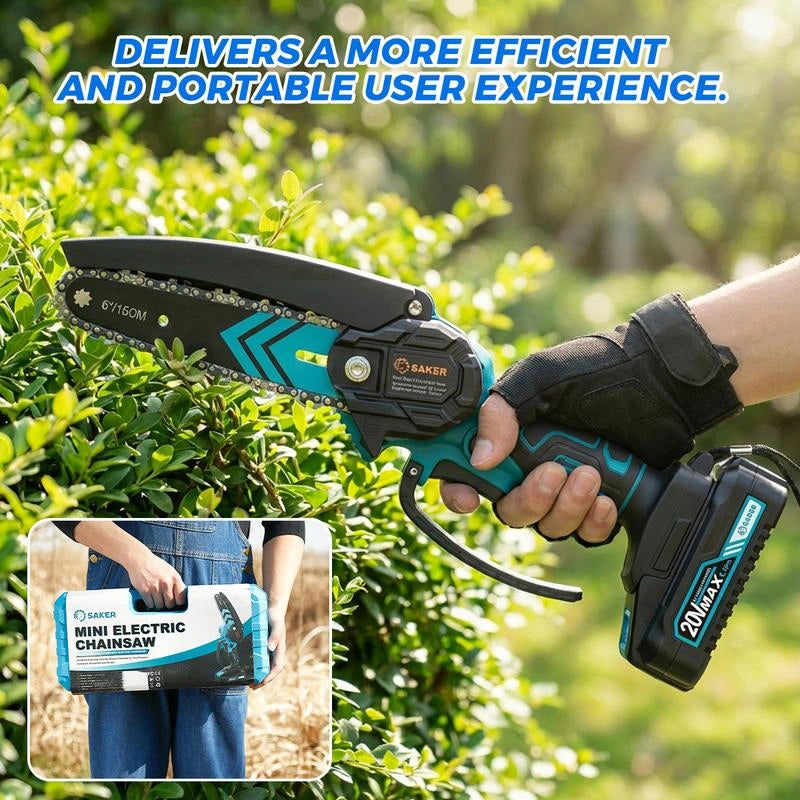 4/6-Inch Mini Chainsaw -3000mAhLong-Lasting Battery Power