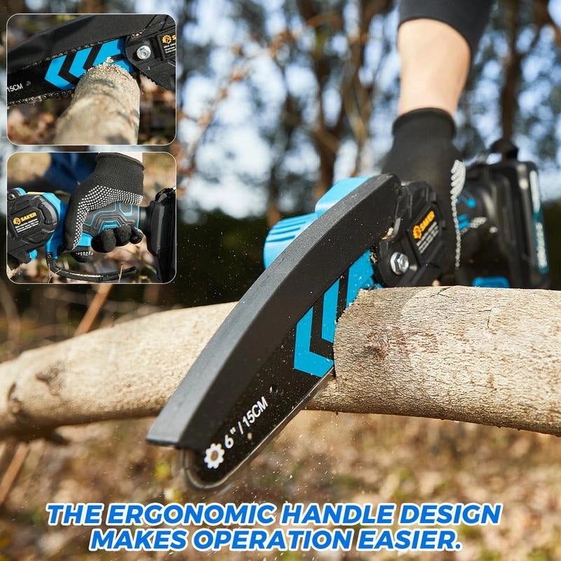 4/6-Inch Mini Chainsaw -3000mAhLong-Lasting Battery Power