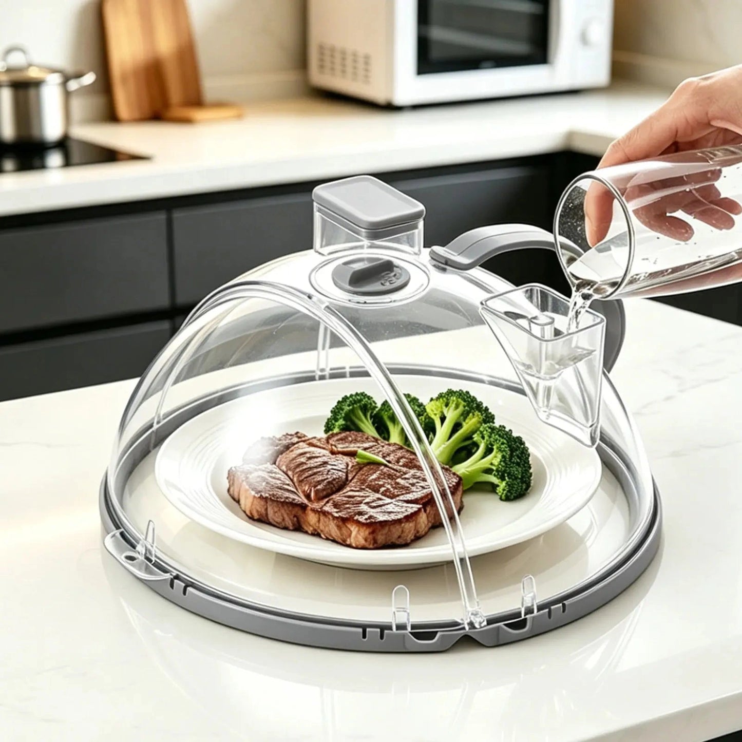 Collapsible Microwave SplatterCover & Food Steamer Guard