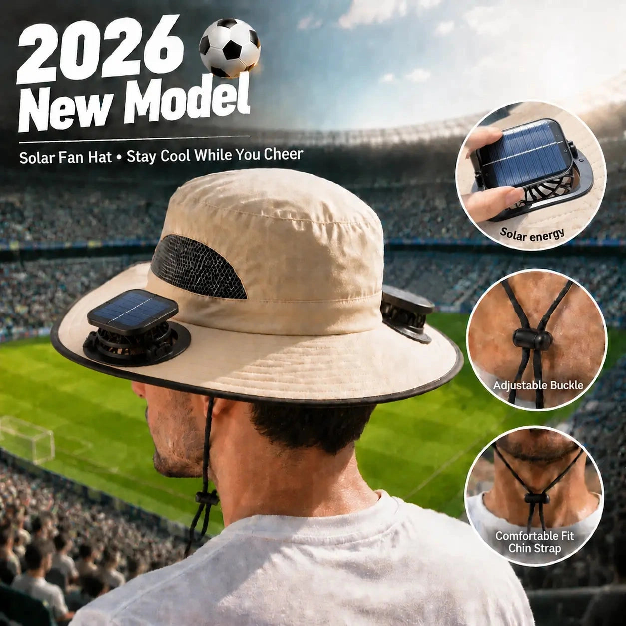 New Solar-Powered OutdoorCooling Fan Hat